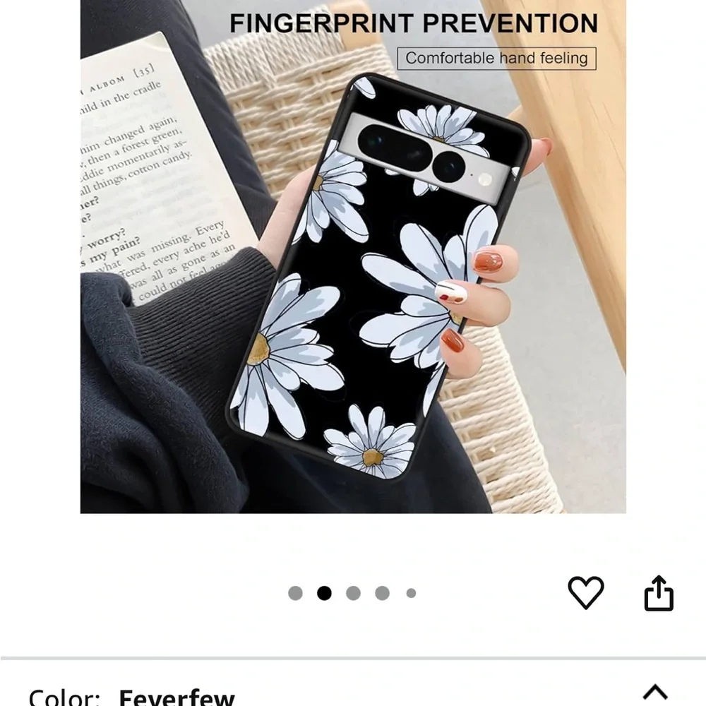 Google Pixel 7 Pro CASE black with blue flowers